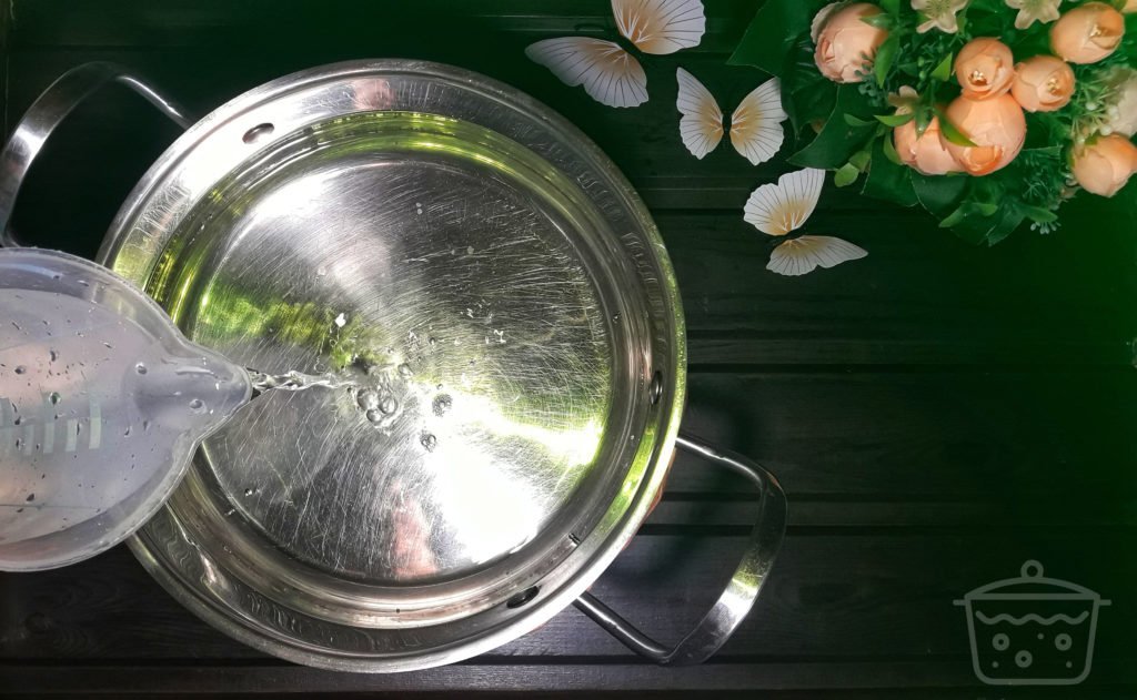 water in a large saucepan