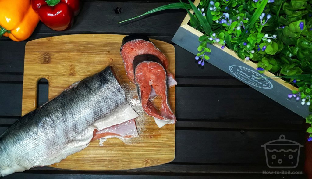 cut salmon into steaks
