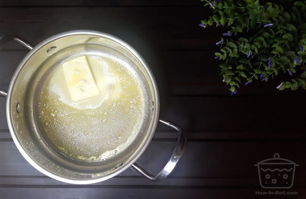 melt and spread butter in a pot